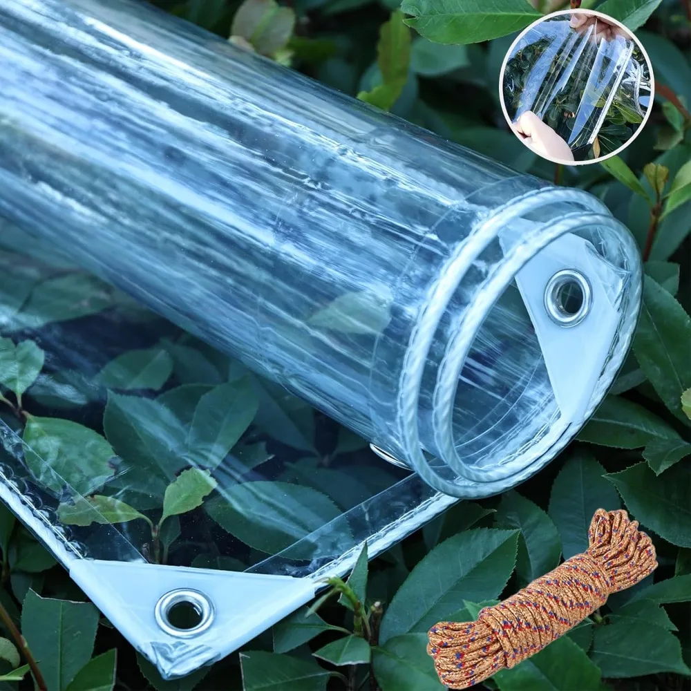 

Сверхмощный ПВХ, прозрачный брезент, прочный, водонепроницаемый, пылезащитный, ветрозащитный, брезент с втулками и веревками для Greenho