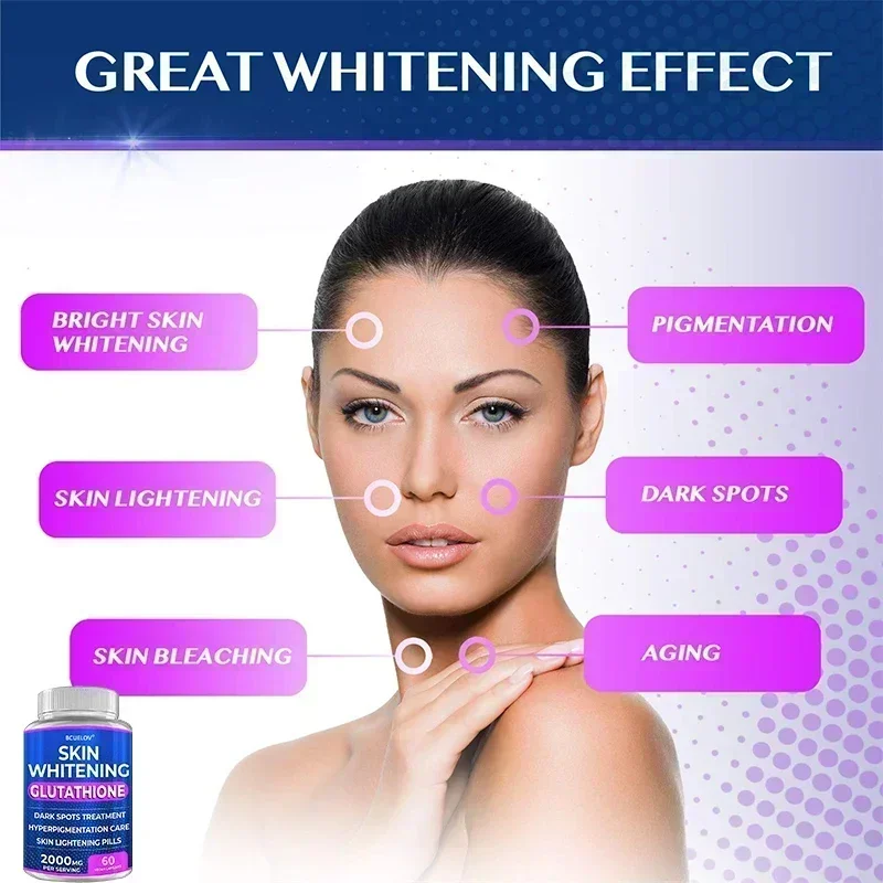 Glutathione Skin Whitening - 2000 mg Glutathione Supplement - Anti-Aging Antioxidant, Skin Nutrition Supplement