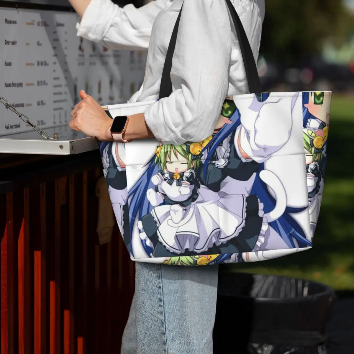 Anime Lucky Star Konata Cartoon Beach Tote Bag Sport Gym Yoga Duffle Large Tote Bag Women Travel Bag Fitness bag