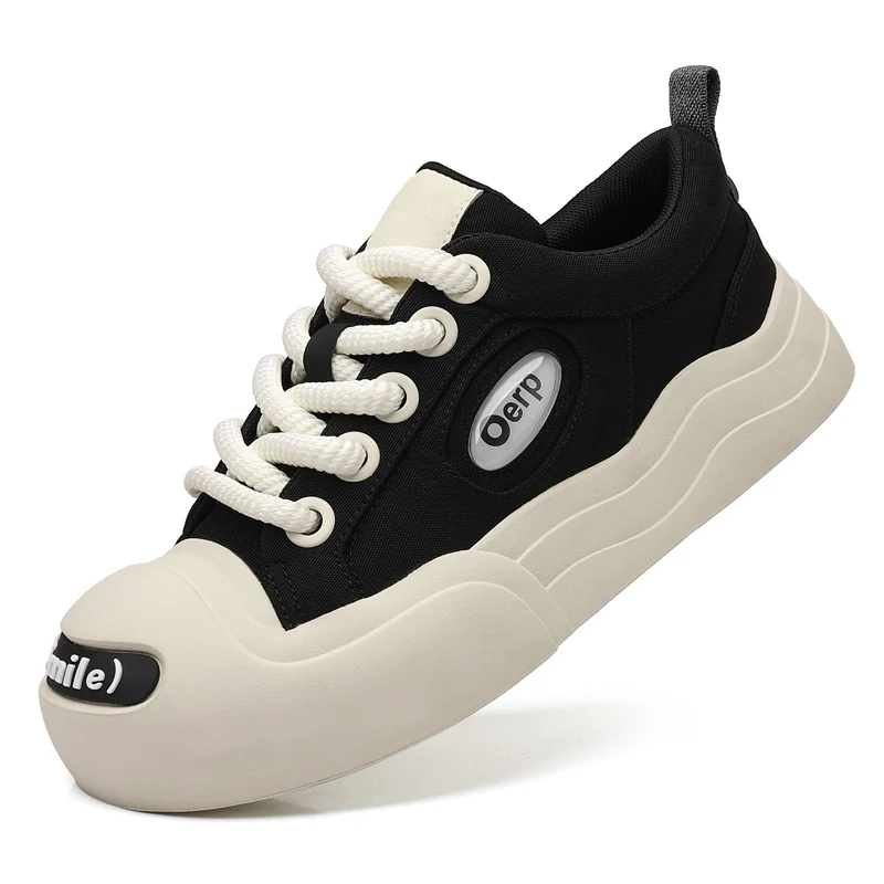 

Men's Autumn New Arrival Black Leather Shoes - Breathable Thick-Sole Stylish Sneakers, Casual & Sporty, Versatile & Lightweight