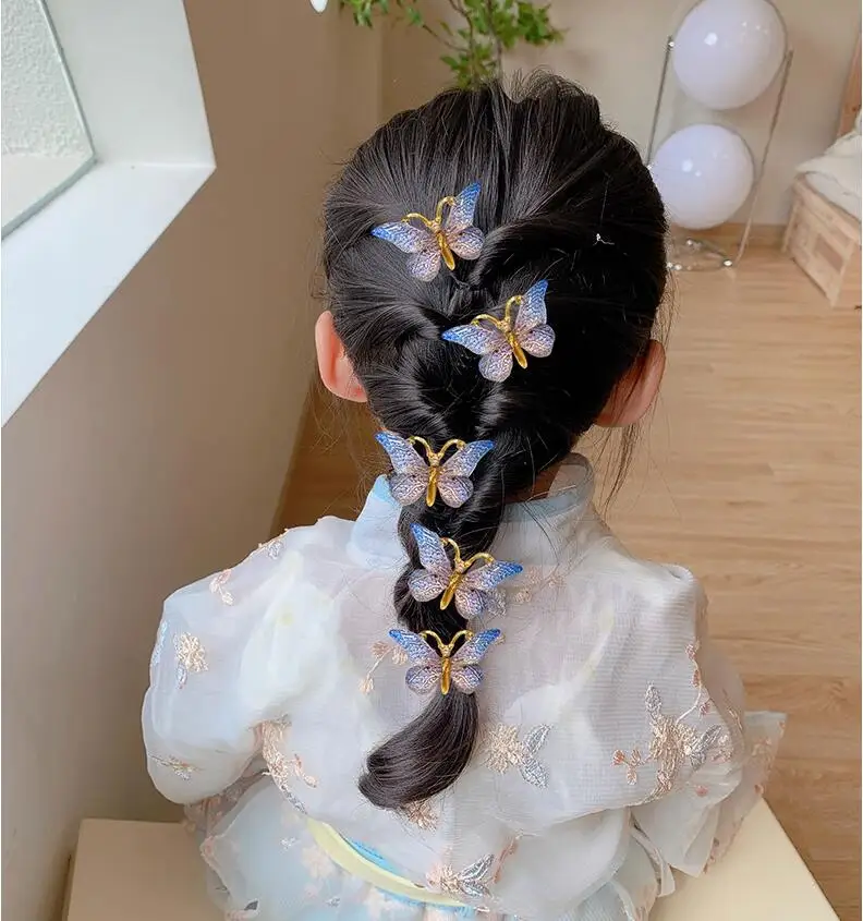 5Pcs Butterfly Hair Clip Gradient Hairpin For Baby Girl Barrettes Kids Hairgrip Headwear Hair Accessories