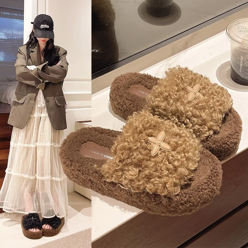 

Женская верхняя одежда, осенне-зимние модные универсальные тапочки на толстой подошве, тапочки на резиновой подошве