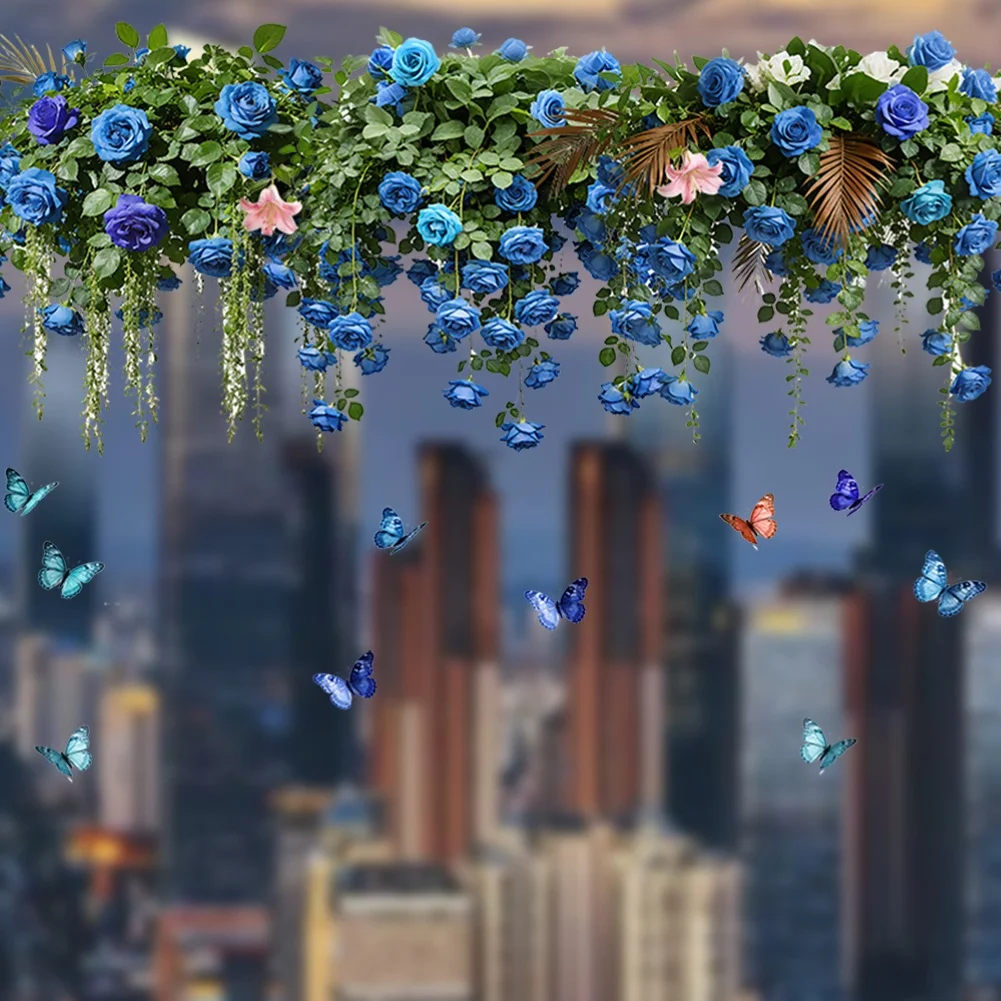 Wall Decals Butterfly Floral Design Static Cling for Windows Glass Mirrors Smooth Surfaces PVC Waterproof Home Sticker
