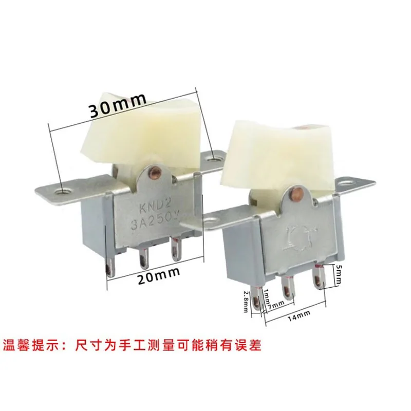 Original KND2-10201 Toggle/boat/boat switch 3A250VAC 3 pin 2 stop ON-ON  hole distance 30mm