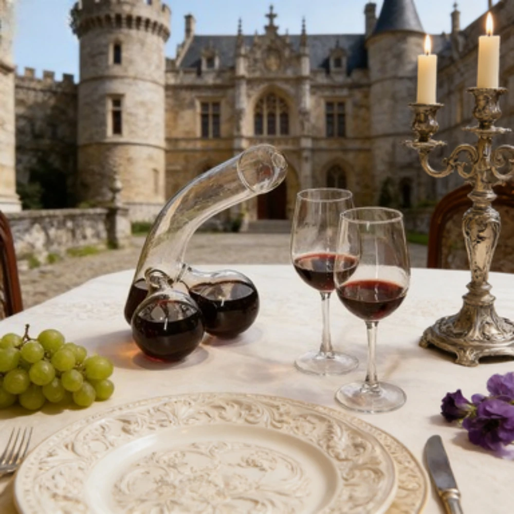 Decantador de Vino Novedoso de 350 ml, Botella de Cristal con Forma Divertida para Airear Champán, Regalo Bodeguero para Fiestas