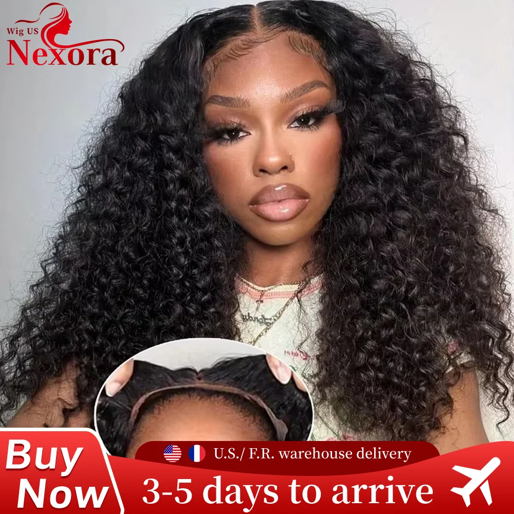 Curly 4x4 5x5 Glueless Lace Front Wig 220 Density Natural Color Deep Wave Pre Cut Brazilian Human Hair HD Lace wigs Water Wave