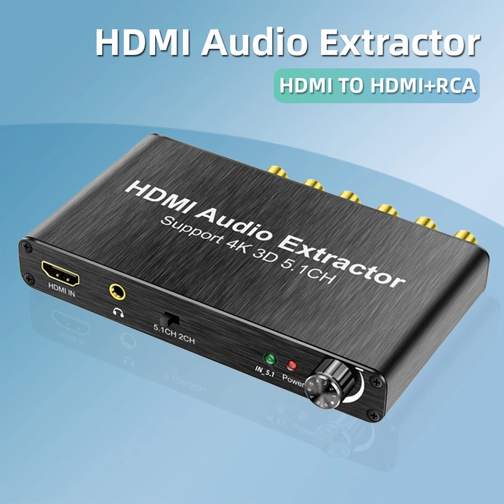 

HDMI-Compatible Audio Extractor 4K/30Hz 3D Support 5.1CH, 2CH, 3.5mm output to RCA repeater for TV PS4 DVD Player