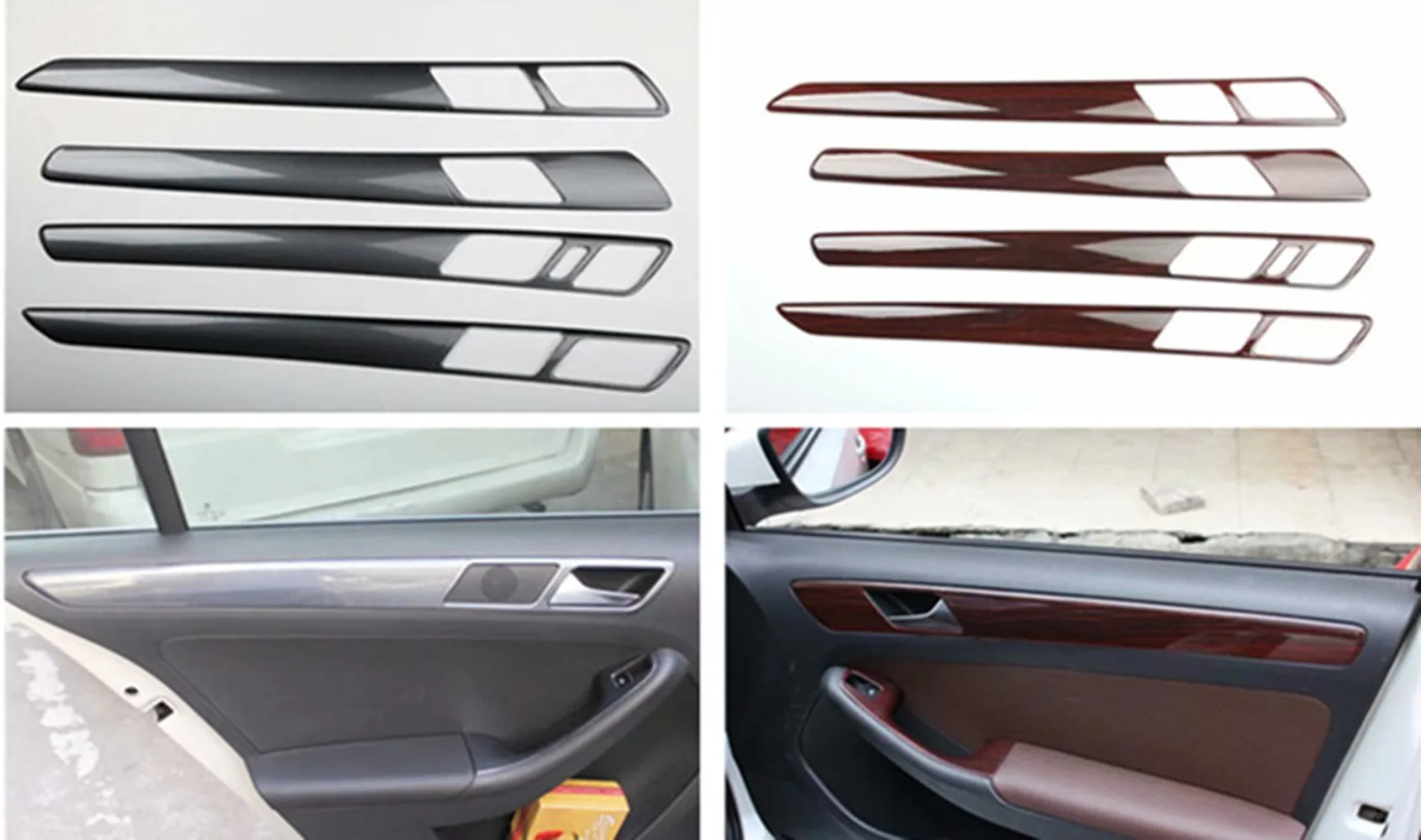 4pcs/lot Car stickers ABS carbon fiber grain Interior door shake handshandle cover  for Volkswagen vw 2012-2014 Jetta 6 MK6