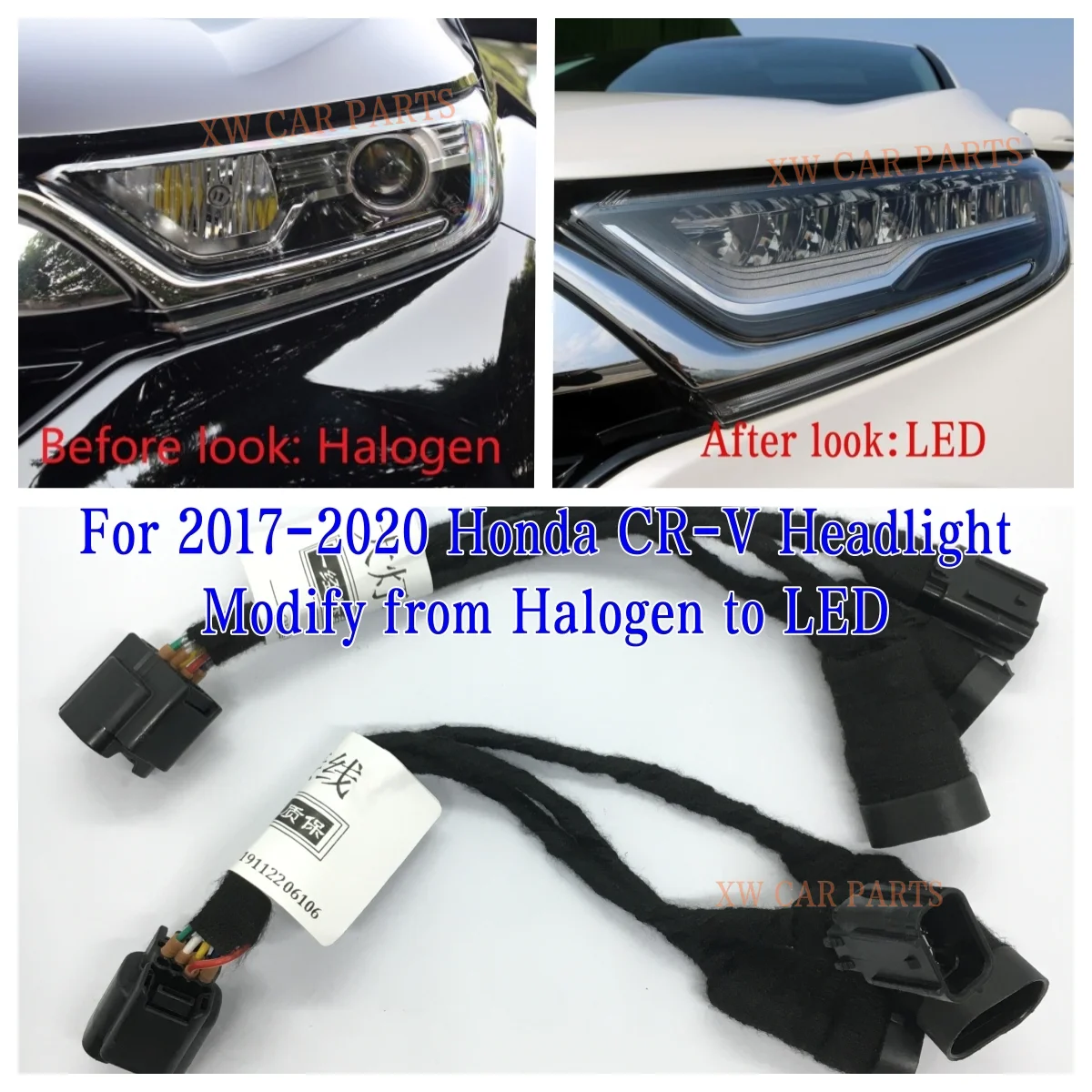 Upgrade Adapter Wire Harness for 2017-2020 Honda CR-V CRV Car Headlight Modified from Halogen to LED