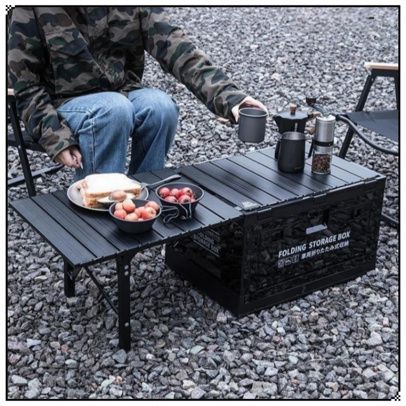 Camping Egg Roll Table New Outdoor Aluminum Alloy Table Portable Folding Storage Box Side Door Car Trunk Organizer