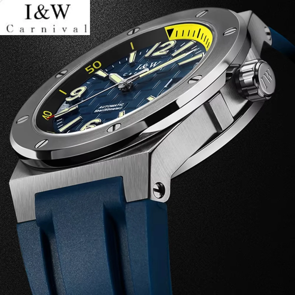 Carnival Brand Iw Men's Watch Mechanical Wristwatch Unisex Luminous Automatic Clock Sapphire Women Male 50M Waterproof Hombre