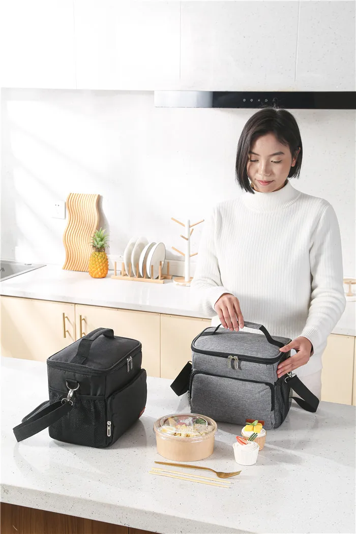 Thermal Shoulder Lunch Bag Waterproof Thick Cooler Handbag Large Insulated Food Grade PEVA Family School Picnic Refrigerator Box
