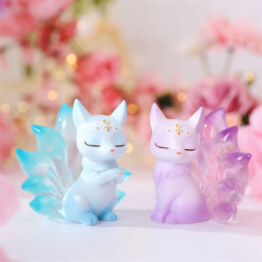 新しい九尾のキツネフィギュアブラインドボックスかわいいデスクトップ