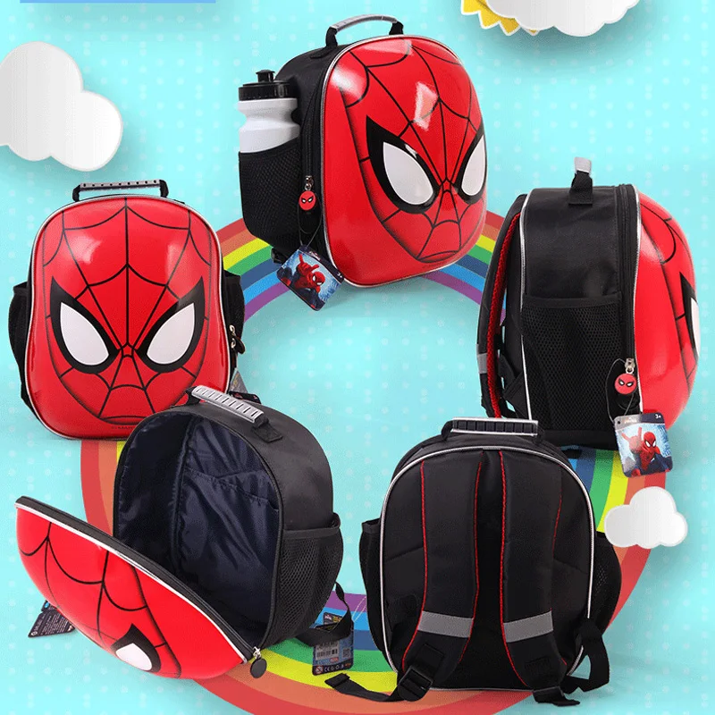 Disney Marvel 3D Hard Shell Round Eggshell Book Bag Cartoon Princess Spiderman Mickey Children Baby Kindergarten Backpack