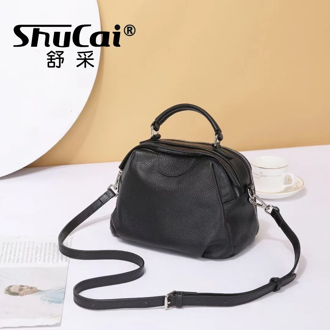 Genuine leather single shoulder crossbody head layer cowhide handbag large capacity soft leather bag