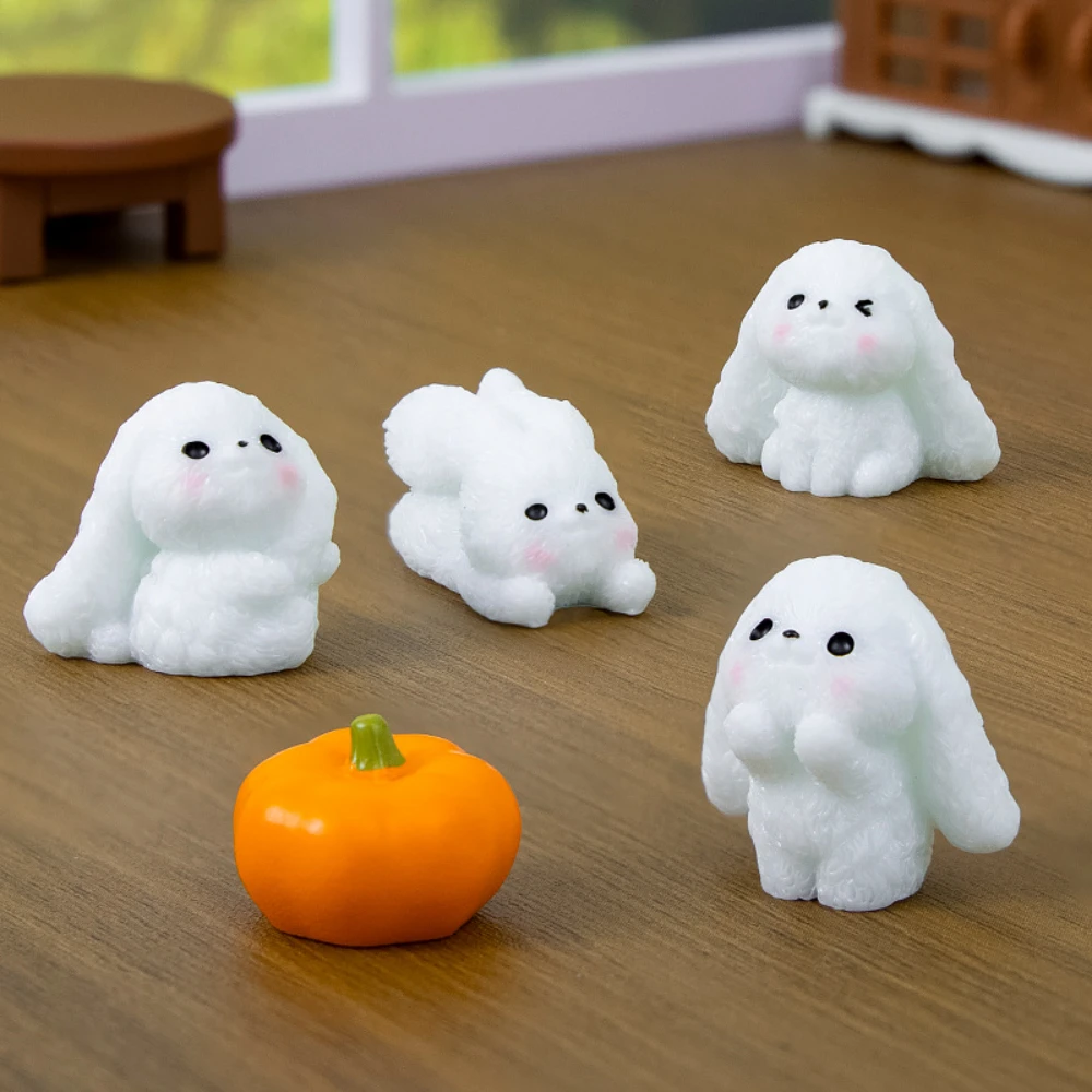 Cute Animal Decoration Cute Miniature Bunny Ornament Resin Bunny Figurine Corrosion-Resistant Rabbit Figurine For Indoor Garden