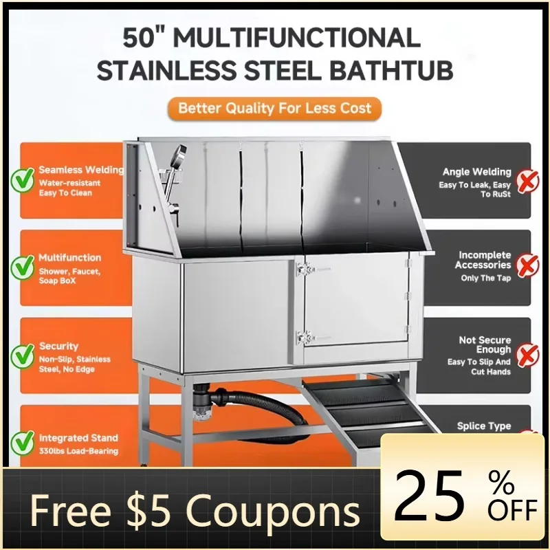 

Pet Dog Bath Tub Eco-Friendly Stainless Steel Modern Design High Quality Grooming Table For Dogs Cats Small Animals