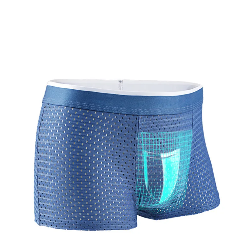Trend Foreign Trade, Grid Ice Silk Breathable Summer Men's Underwear Four Corners Manufacturer Cw38198