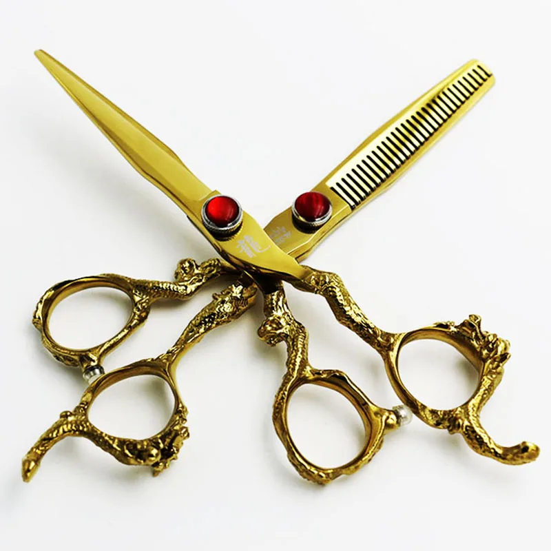 

6 Inch Professional Pet Scissors Dog Grooming Cutting+Thinning Shears Kit for Animals Japan440C Golden Dragon Personality Styles