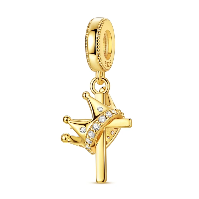 925 Sterling Silber Original Gold Serie Buch Stern Mond Nacht Anhänger Charms Perlen Passend für Armband DIY Anhänger für Damen Schmuck