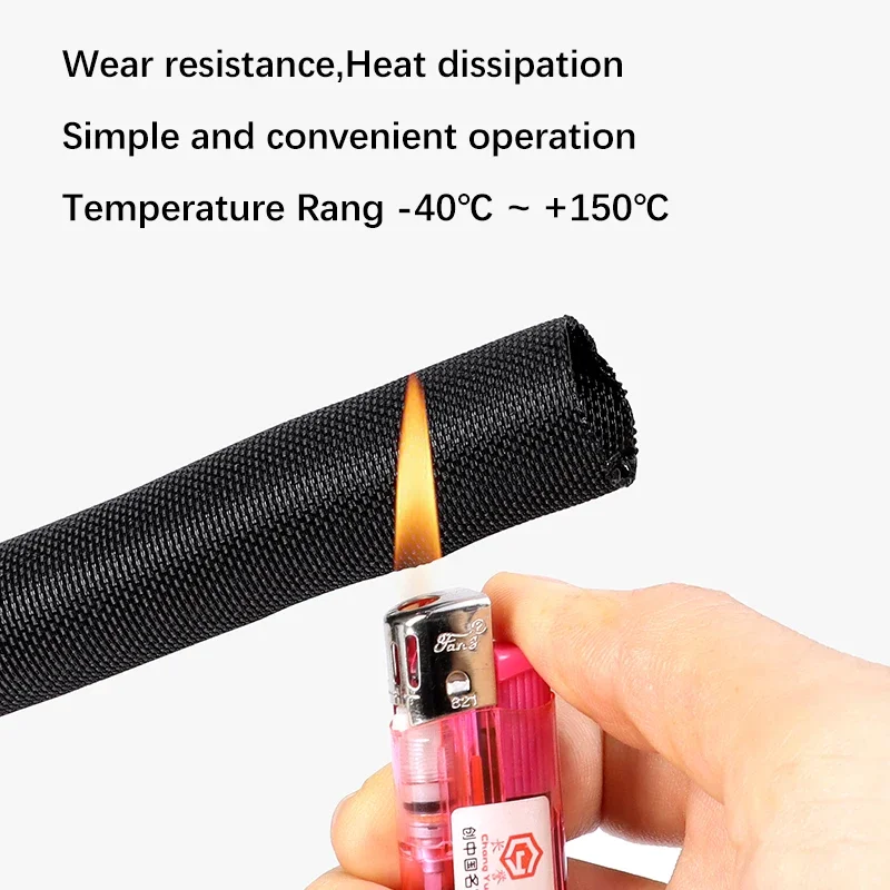 Heat-Resistant Self-Closing PET Braided Cable Conduit Split Type Wire Protection for Electrical Wiring 3-60mm