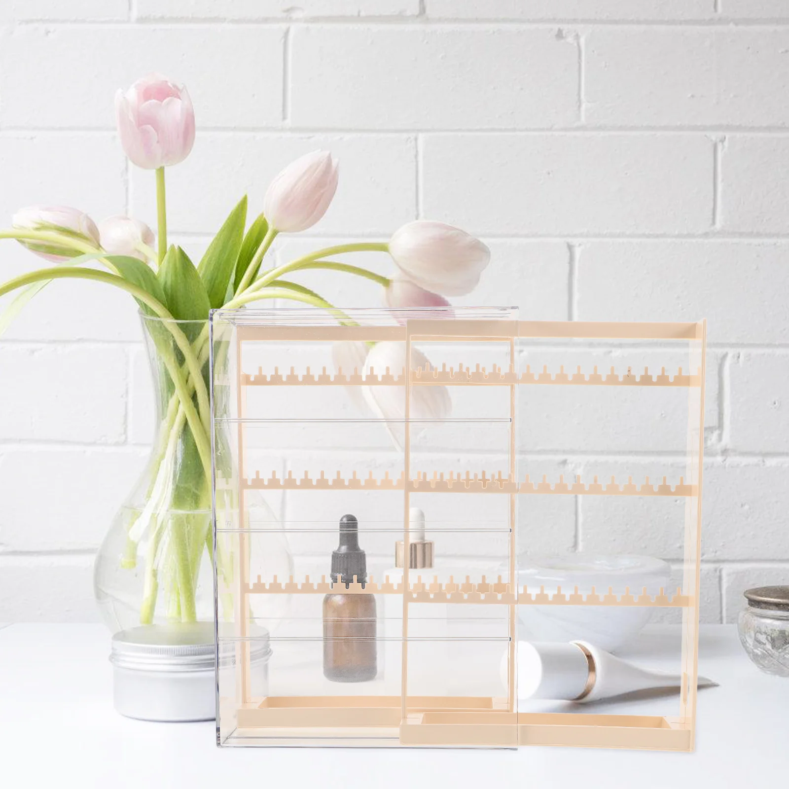 

Jewelry Storage Box Elegant Jewelry Tower Organizer for Necklace Earring Bracelet Display and Travel Case Ring Hanging Hooks