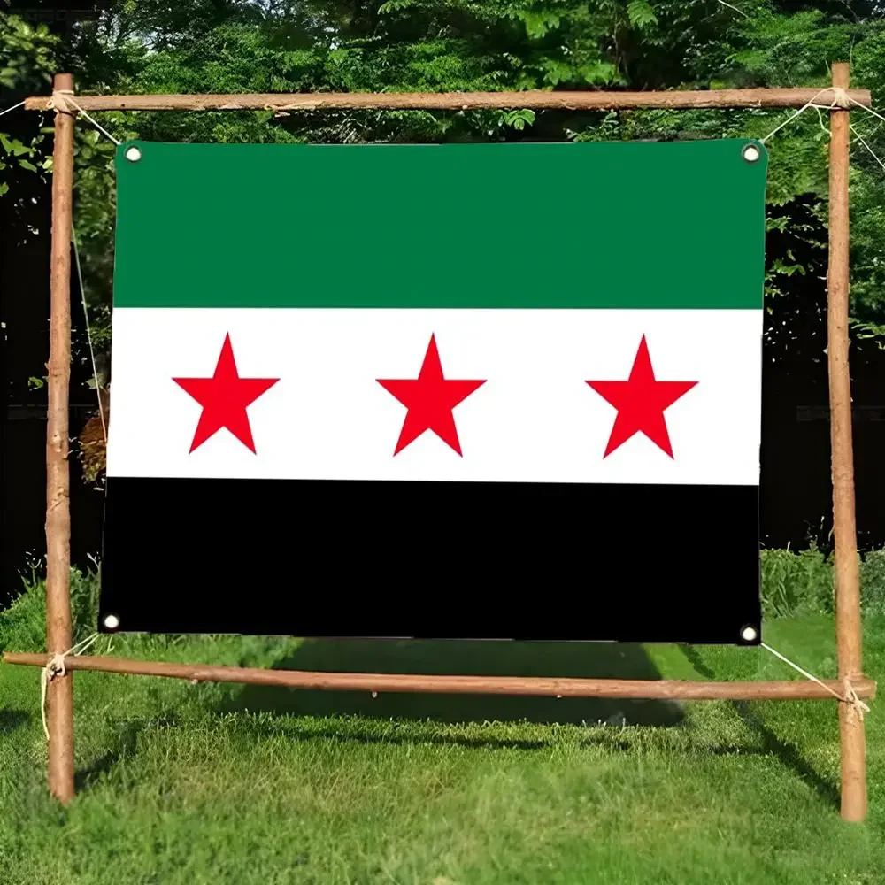 Syria Flags Daily four ring borderless design indoor outdoor decor easy hang install