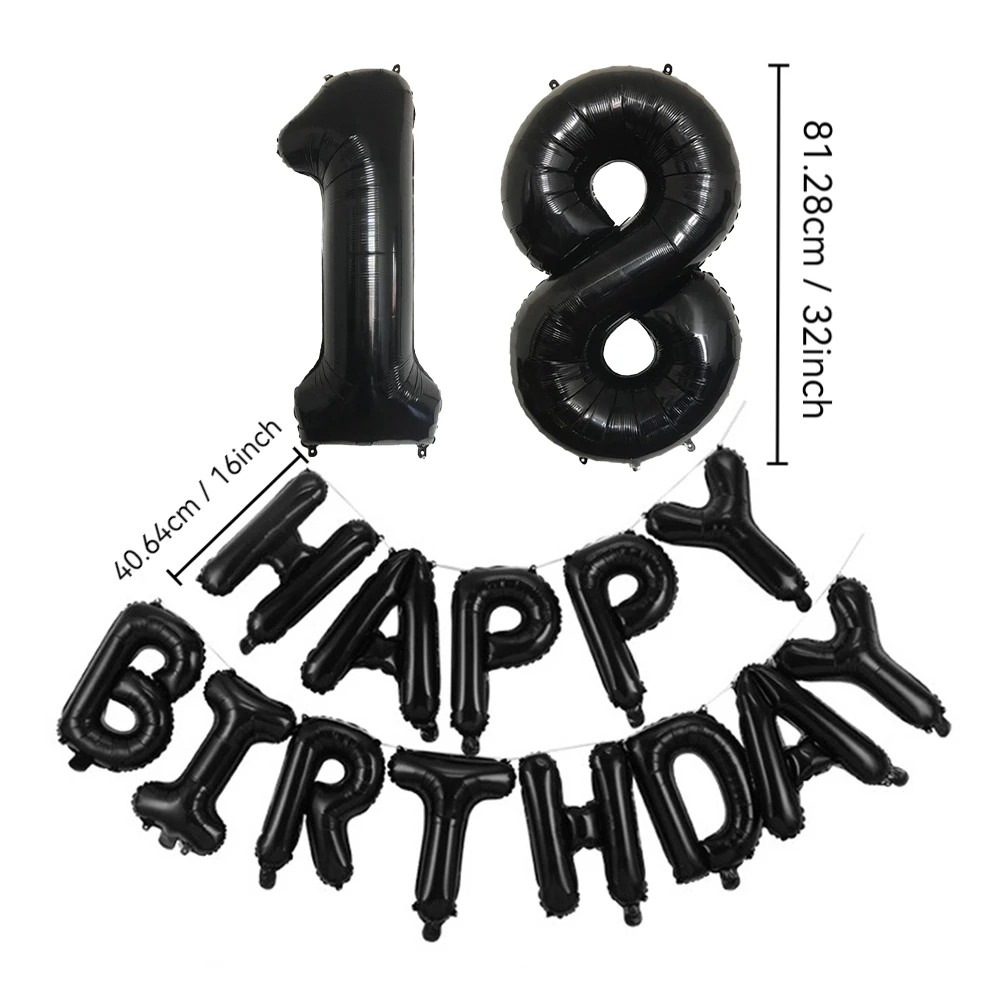 Black Number And Letter Balloon Set