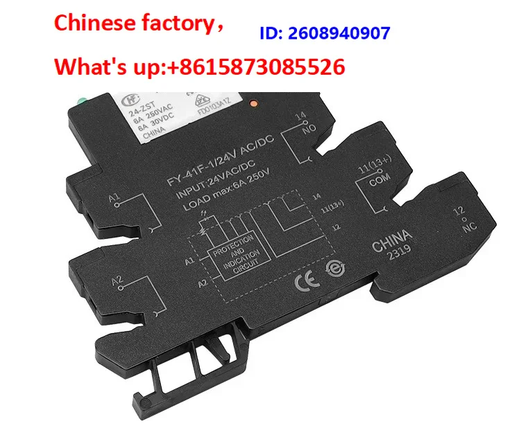 module-de-relais-fin-pour-rail-din-hf-41f-relais-de-puissance-integre-pour-montage-sur-carte-pcb-avec-support-de-relais-12v-24v-48v-60v-110v-230v-62mm-lot-de-10