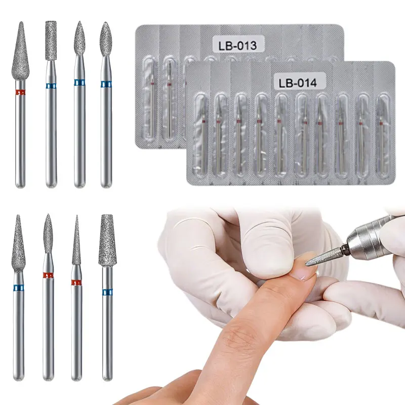 

10Pcs/Set Diamond Nail Drill Bits Milling Cutter for Electric Manicure File Cuticle Clean Gel Overflow Removal Pedicure Tools