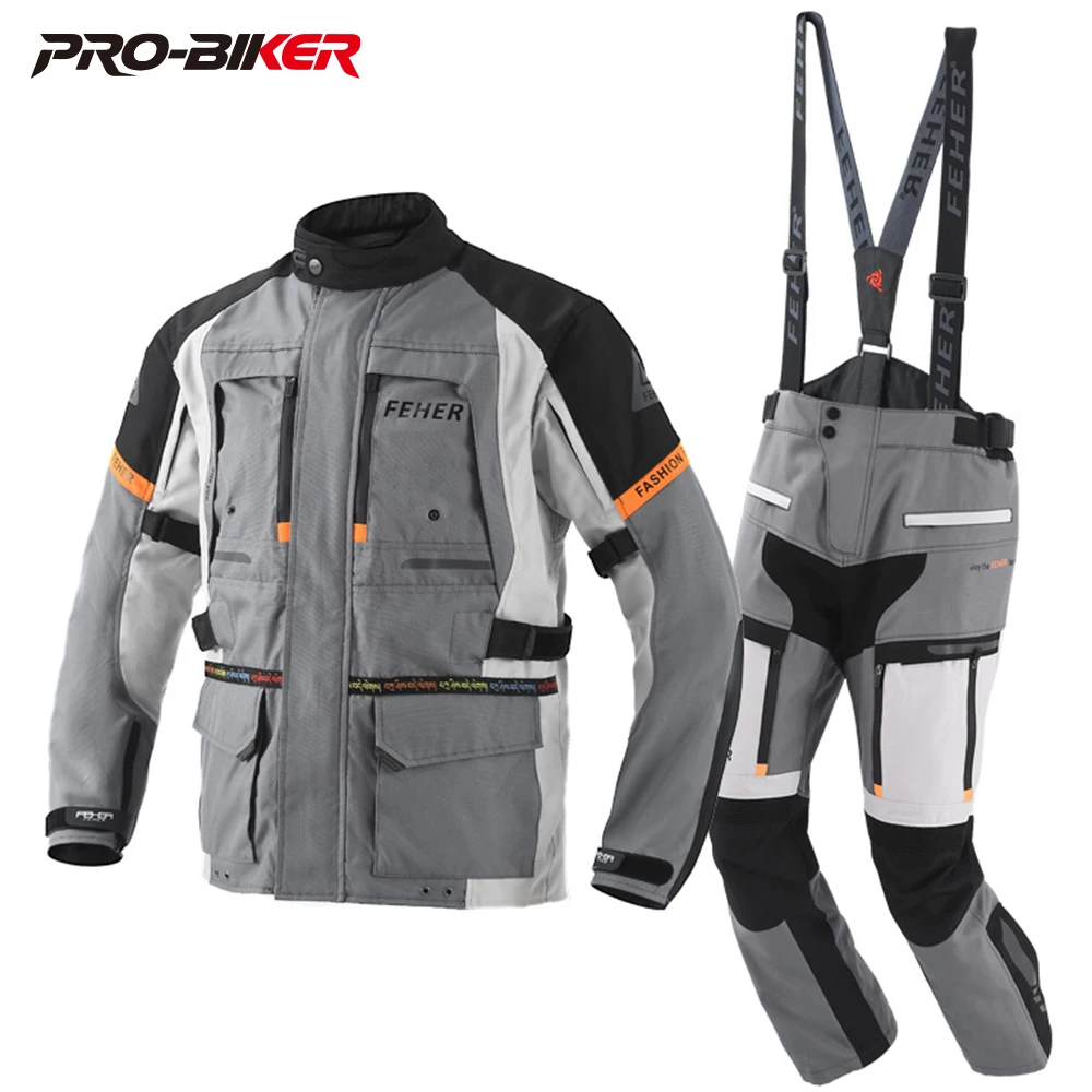 

Motorcycle Jacket Waterproof Moto Riding Pants Wear Resistant Motorbike Rally Suit with 2pcs Removeable Liner Motocycle Coat