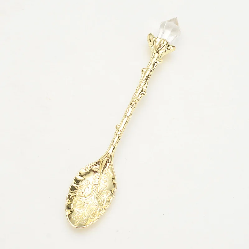 200pcs Vintage Carved Retro Pattern Coffee Tea Spoon Teaspoon Crystal Stirring Dessert Honey Ice Cream Scoop