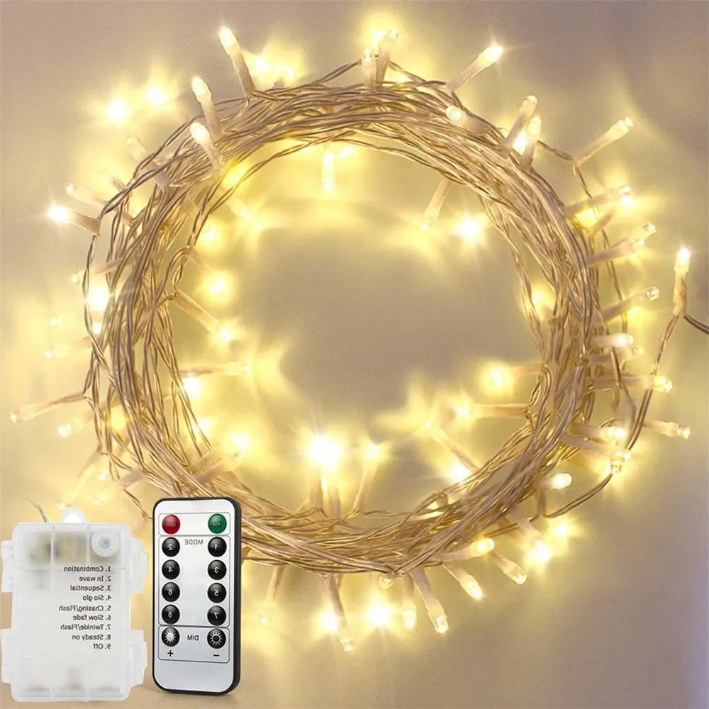 Bateria operado impermeável LED String Lights, Luzes de Natal, Festa, Decoração de Casamento, 3 x AA, 5m, 10m, 20m