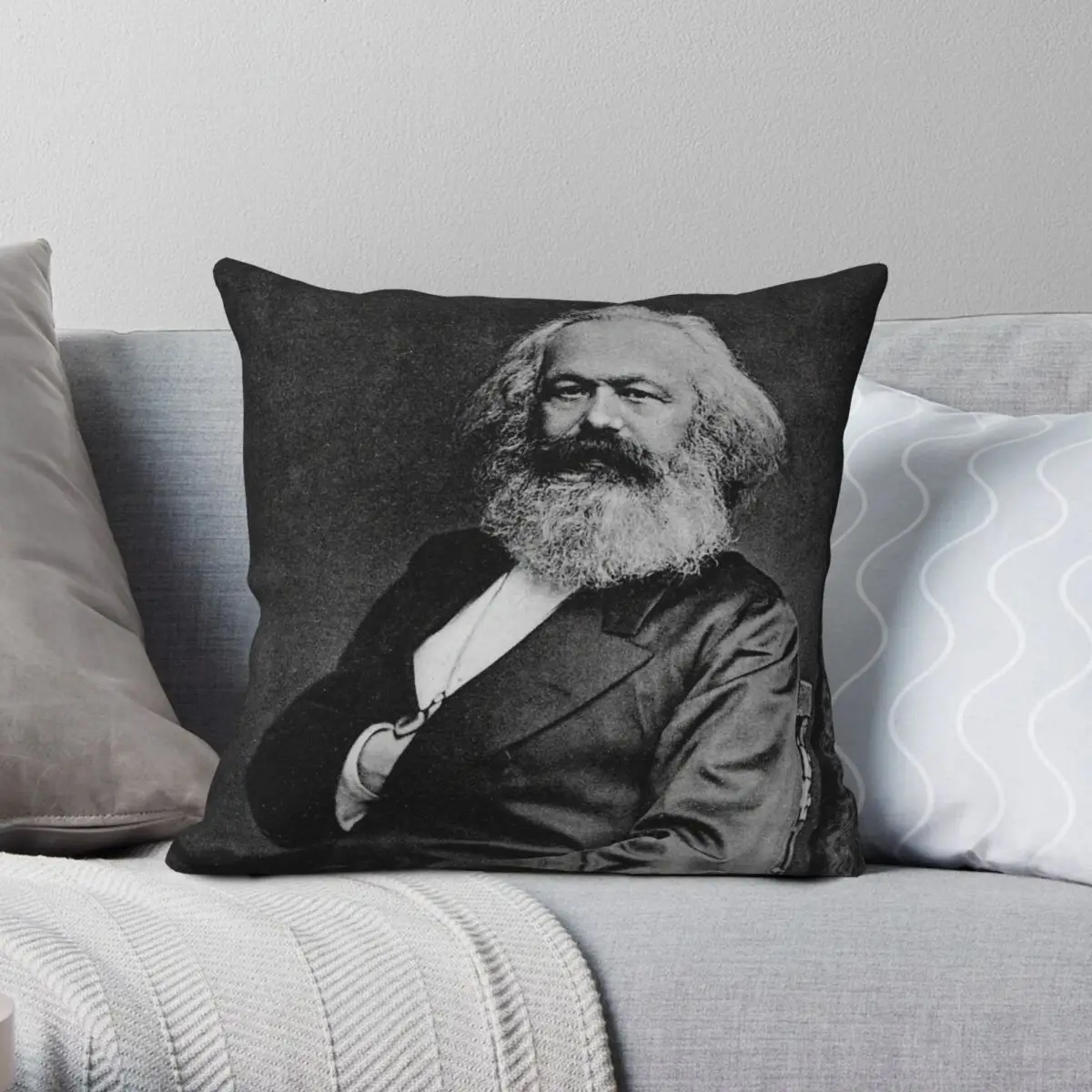 Karl Marx Best Quality Square Pillowcase Polyester Linen Velvet Pattern Zip Decorative Pillow Case Home Cushion Cover 45x45