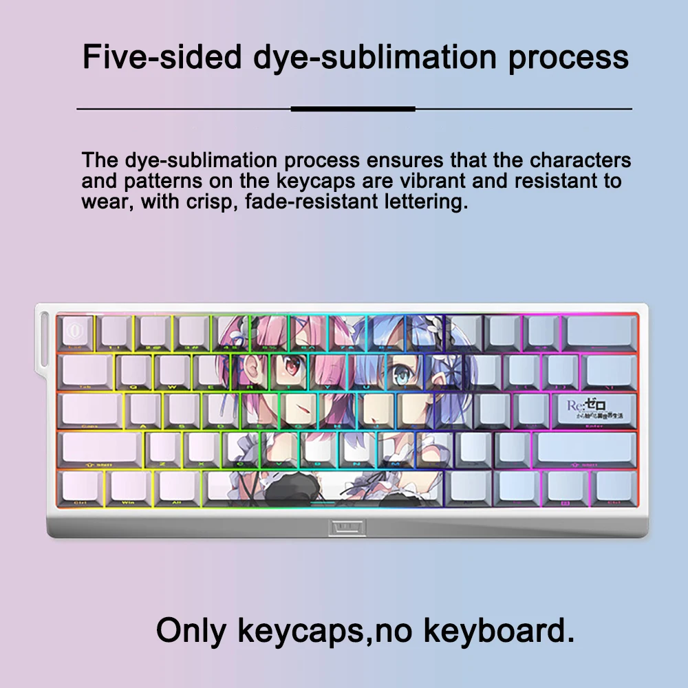 keycap Re:Zero−Starting Life in Another World Game keycap Rem Ram Custom Mechanical Keyboard Anime Accessorie PBT Cherry Profile
