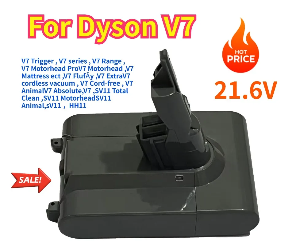 

for Dyson 2025 V7 100% Brand New 21.6V 12800mAh Battery Animal Pro Vacuum Cleaner Replacement Lithium Ion Rechargeable Battery