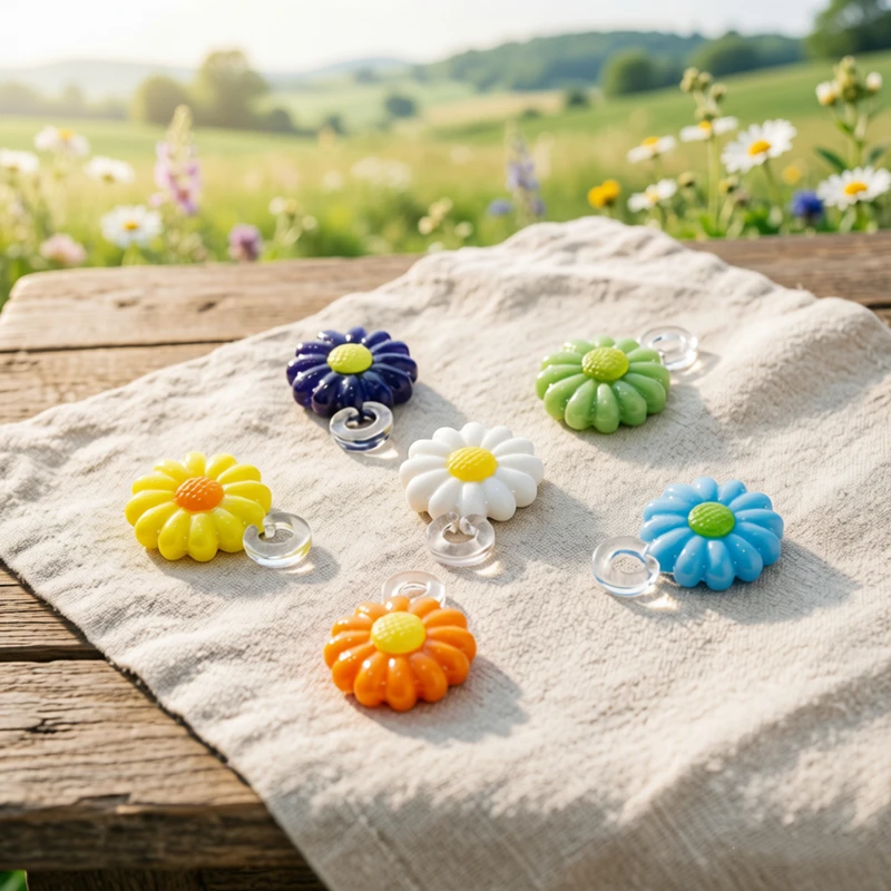 

6Pcs Colorful Mini Daisy Glass Pendant Cute Flower Charms DIY Crafts Supplies Perfect Festival Party Gifts For Handmade Lovers