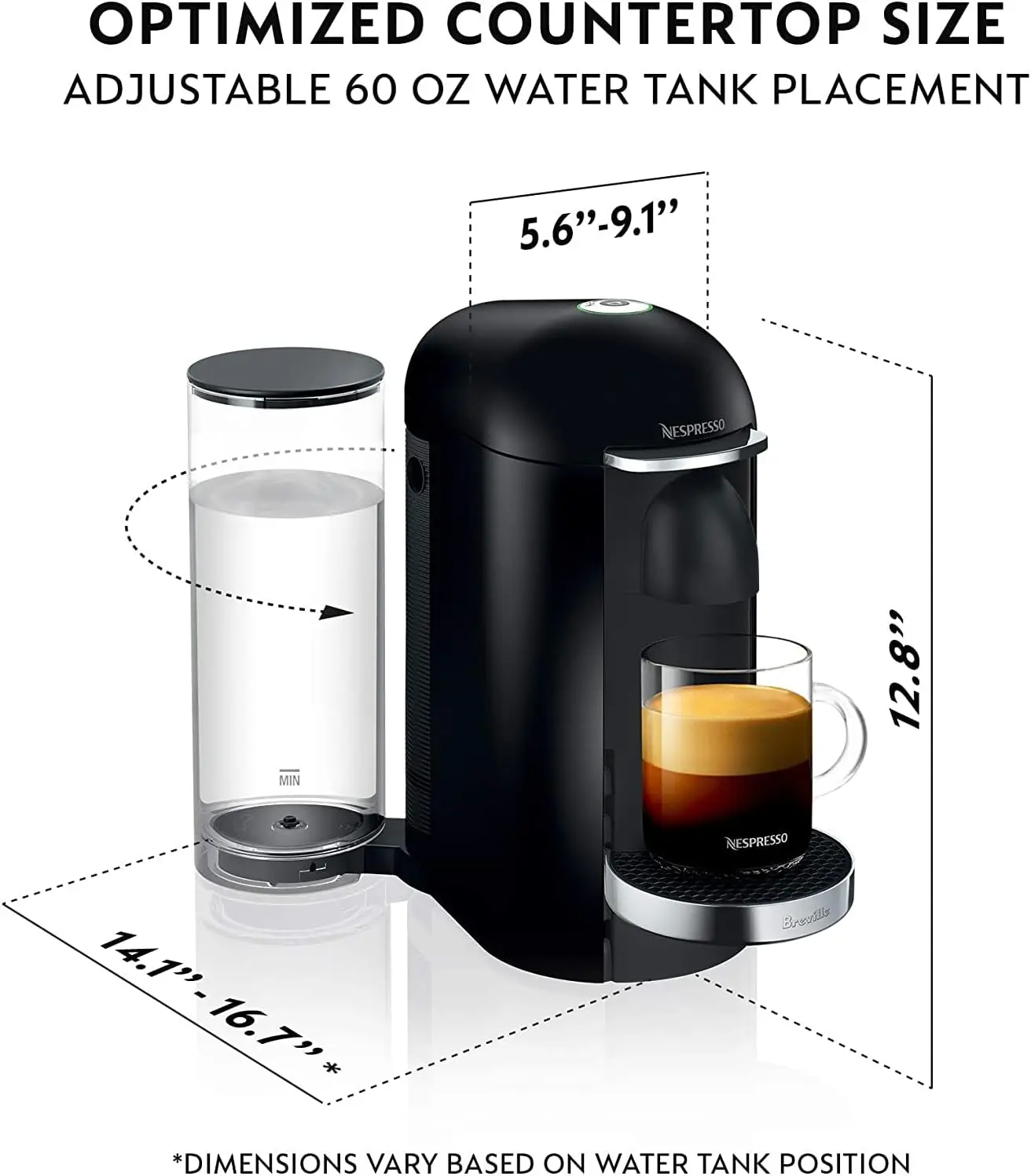 เครื่องชงกาแฟและเอสเพรสโซ vertuoplus ดีลักซ์โดยเบรอวิล8ออนซ์สีดำ