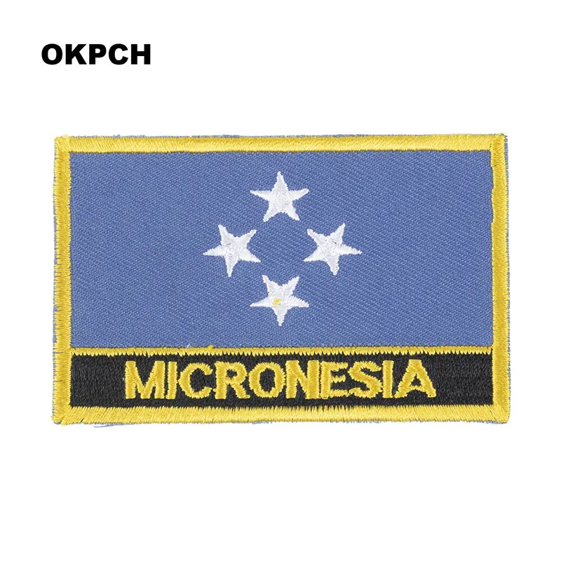 Micronesia Flag Embroidery Patches Iron on Saw on Transfer patches Sewing Applications for Clothes in Home&Garden