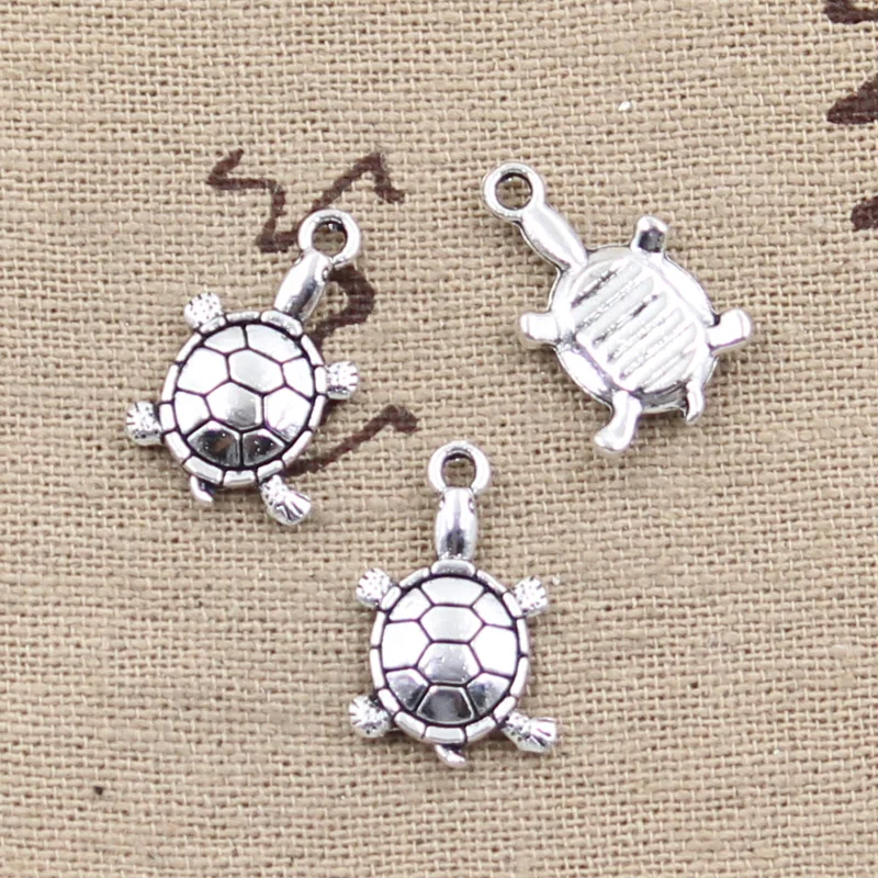 25 sztuk Charms żółw morski morze 18x11mm antyczne srebro kolorowy platerowany wisiorki dokonywanie DIY Handmade tybetański srebrny kolor biżuteria