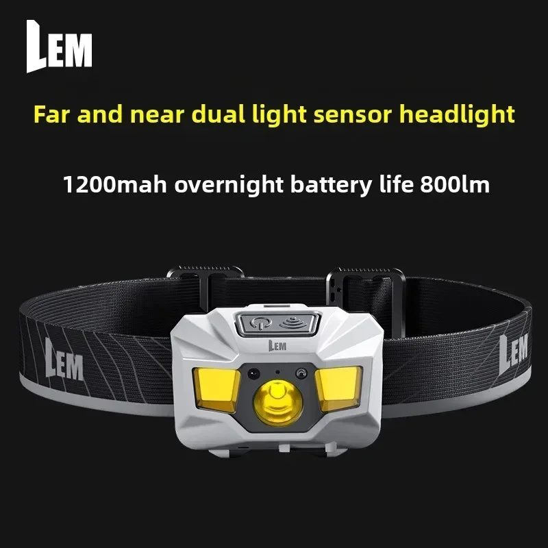 LED Headlight Handfress Motion Sensor Powerful Headlamp Head Lamp COB Flashlight Torch Head Light For Camping, Fishing