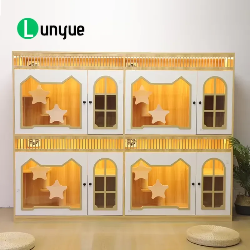 Luxury 3 in 1 DIY Cat Villa Apartment Furniture for Indoor Cats Multi Level Pet House Condo with Scratching Posts and Cozy