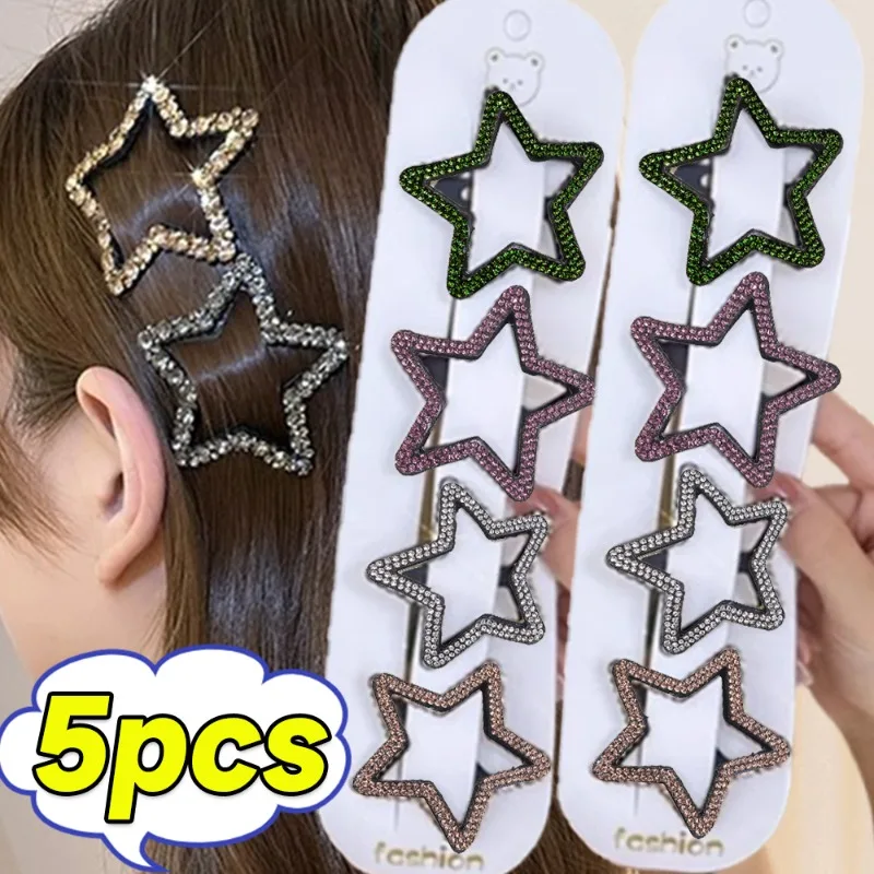 5 Mode Strass Haarspangen Koreanische Einfache Farbe Stern Welle Haarspangen Frauen Snap Haarnadel Haarklammer Artikel Kopfbedeckung Zubehör