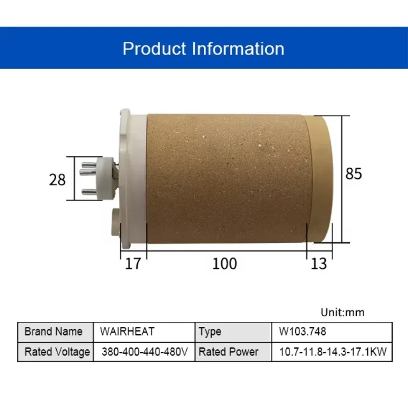 

Factory Outlett 103.748 400V 11.8KW heating element High power high temperature resistance heating elemen