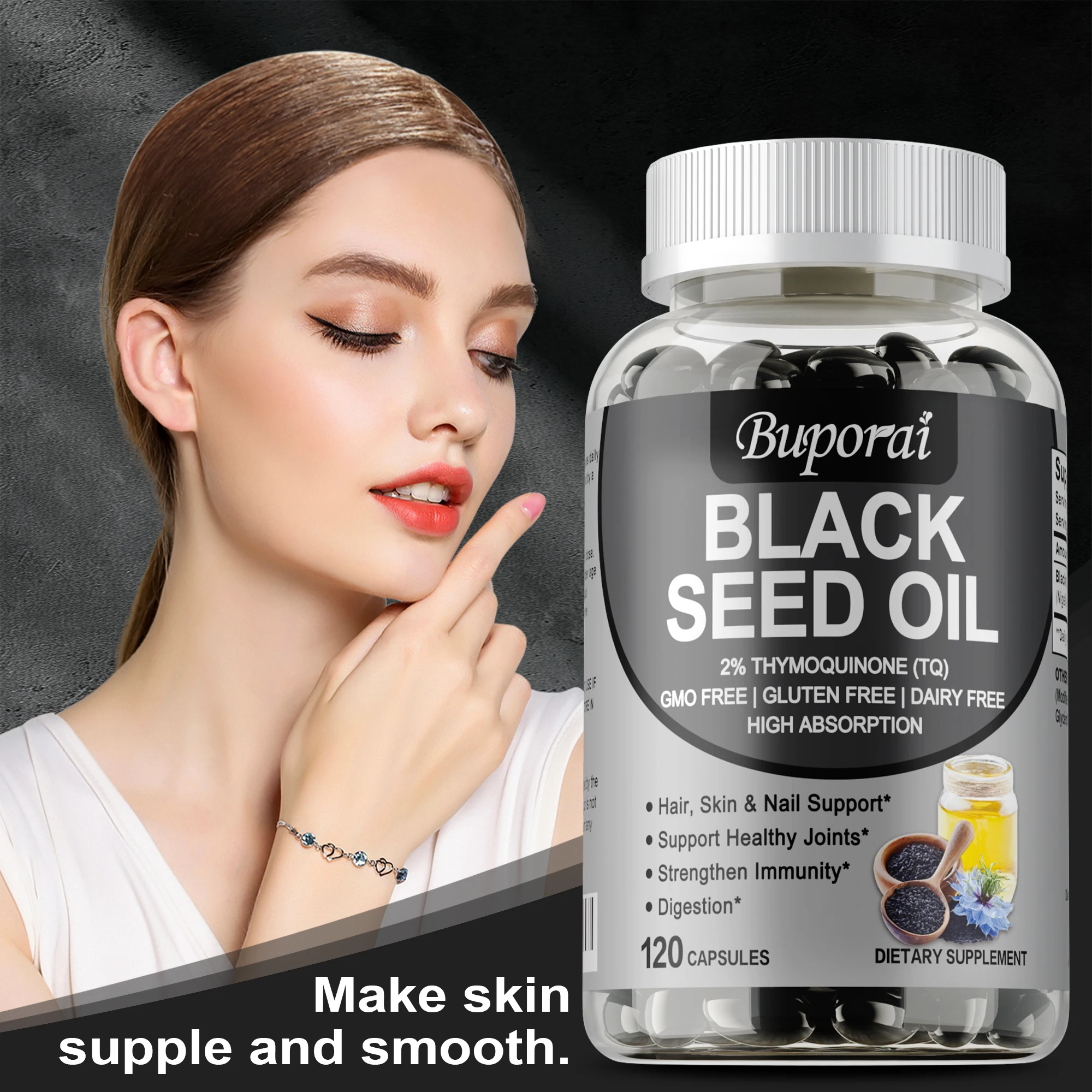 

Black Seed Oil - Antioxidant, Promotes Respiratory Health, Support Skin, Hair and Joint Health, Digestive Health, Non-GMO