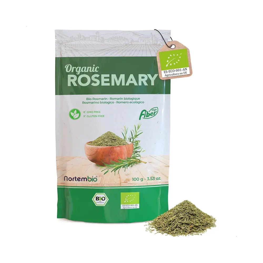 Nortembio-organic dry rosemary 100g-Natural 100% origin-rosemary rubbed without additives or preservatives-gently dried rosemary leaves especially for Pasta and Pizzas.