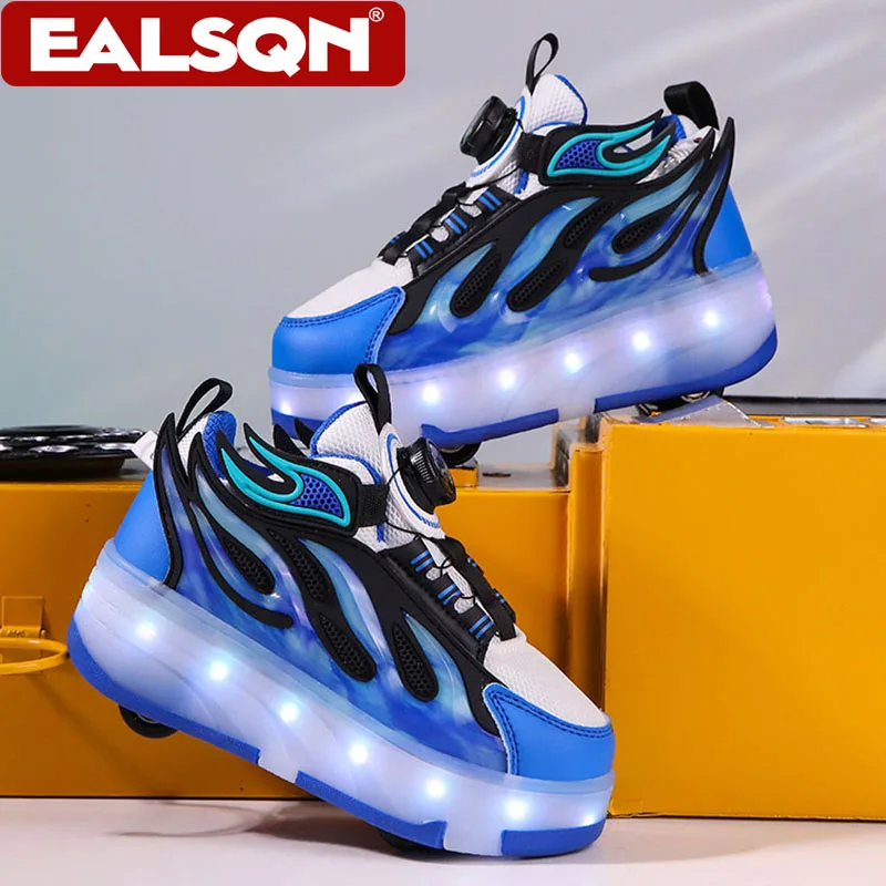 Four Wheels Children's Led Light Roller Skate Shoes For Kids Boys Girls Glowing Sports Luminous Sneakers USB Charging