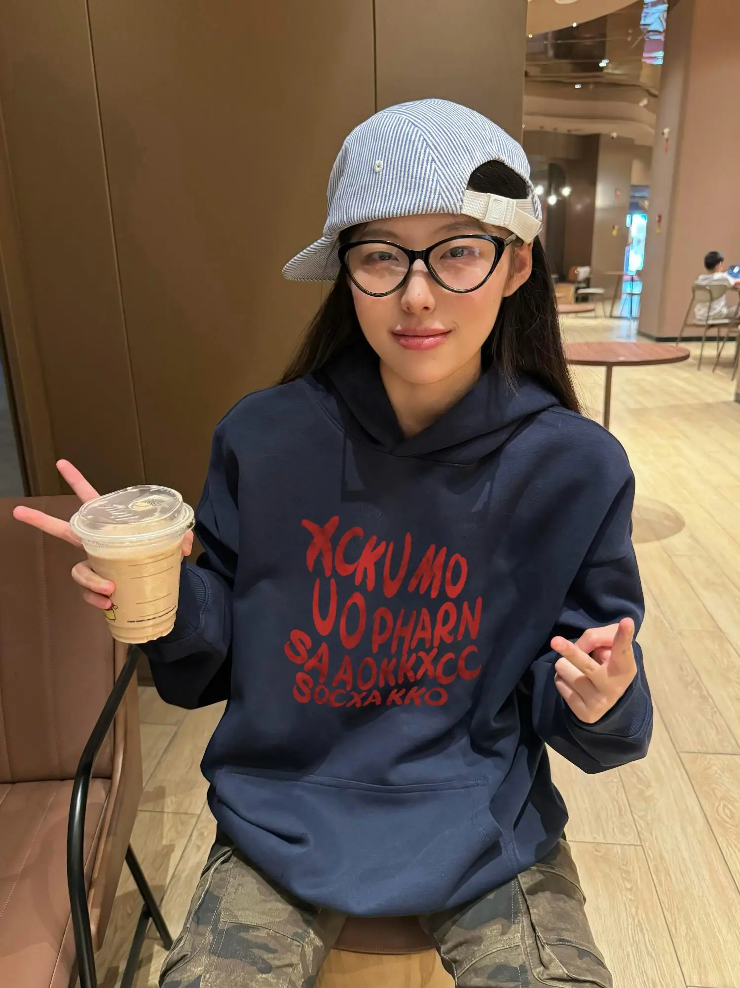 

2024 new autumn and winter letter-printed pure cotton sweater women's autumn hooded niche lazy pure cotton loose hoodie