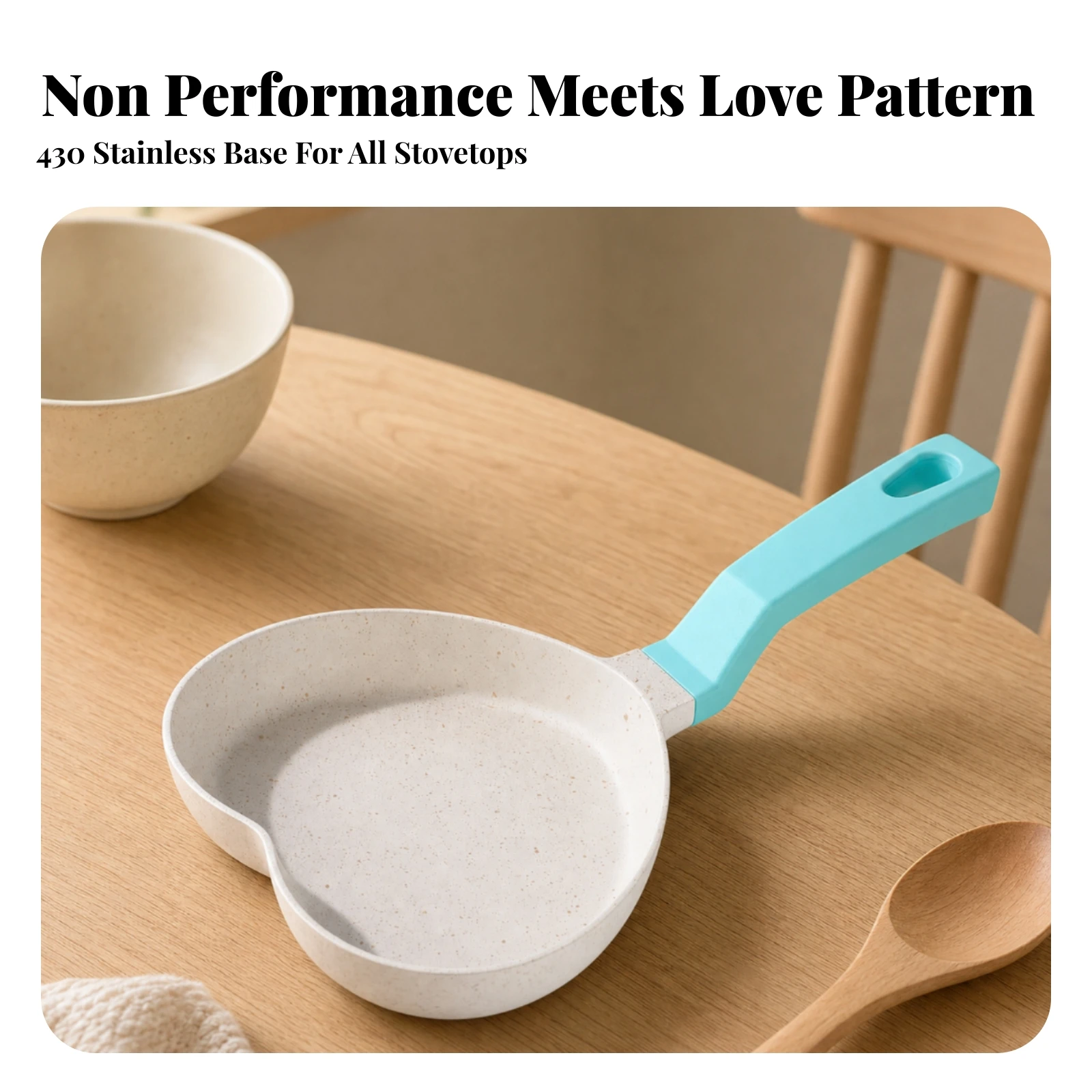 Heart-Shaped Frying Pan Compact Heart Skillet Egg Pan with Composite Base Quick Heating Cookware Scratch-Resistant for Singles
