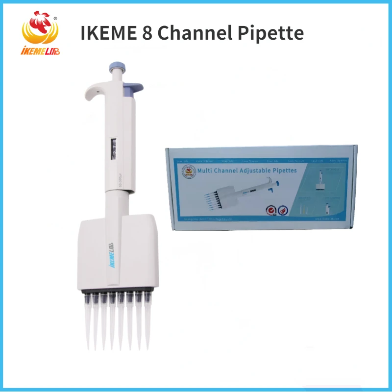 IKEME Pipette 8/12-Multi-Channel Pipeta Half Sterilized Manual Digital Adjustable Pipettor Laboratory Pipette